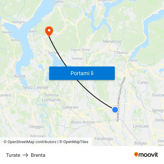 Turate to Brenta map