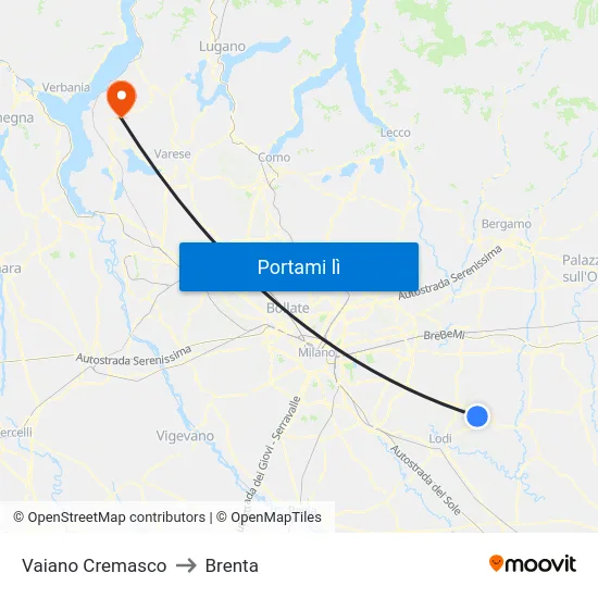 Vaiano Cremasco to Brenta map
