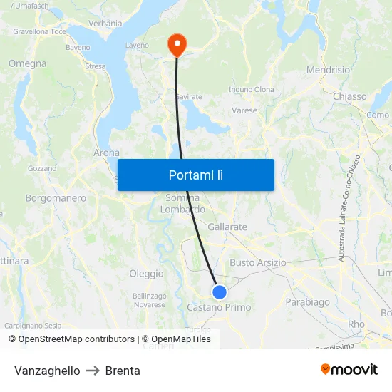 Vanzaghello to Brenta map