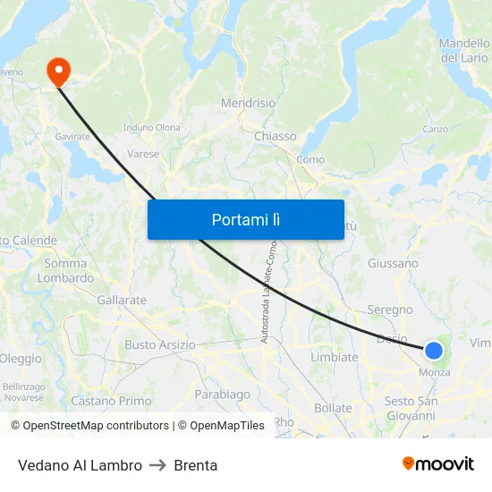 Vedano Al Lambro to Brenta map