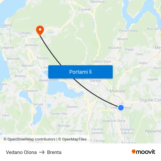 Vedano Olona to Brenta map