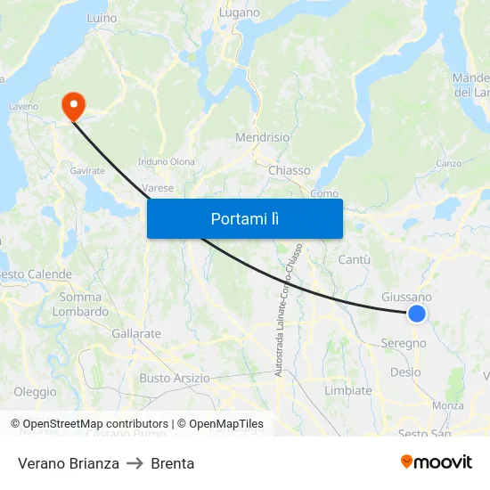 Verano Brianza to Brenta map
