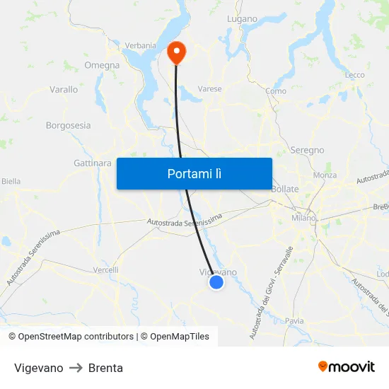 Vigevano to Brenta map