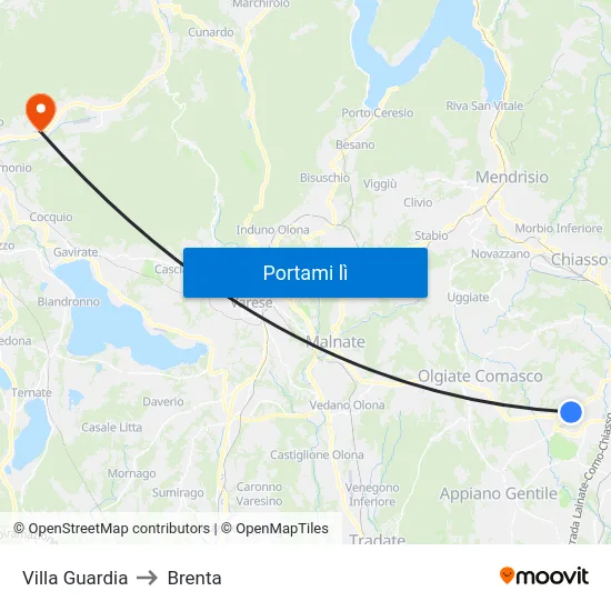 Villa Guardia to Brenta map