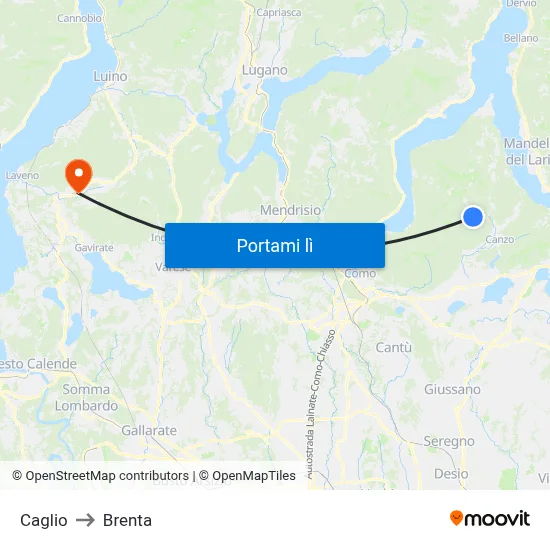 Caglio to Brenta map