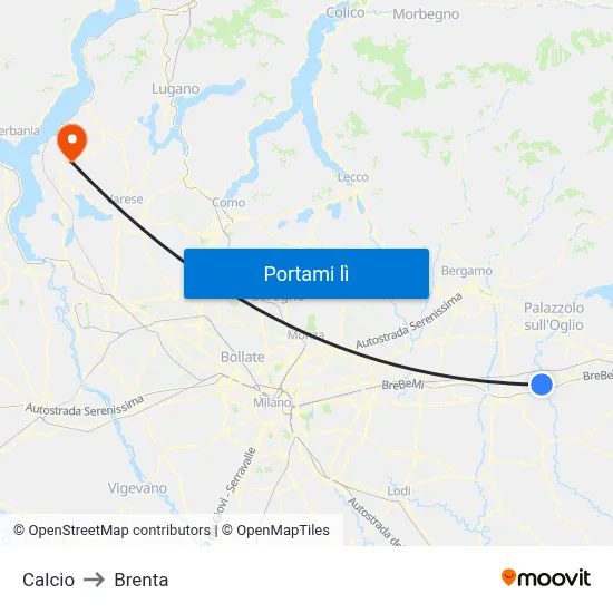 Calcio to Brenta map