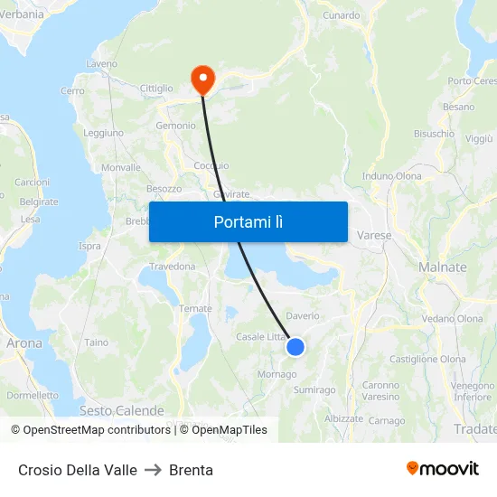 Crosio Della Valle to Brenta map