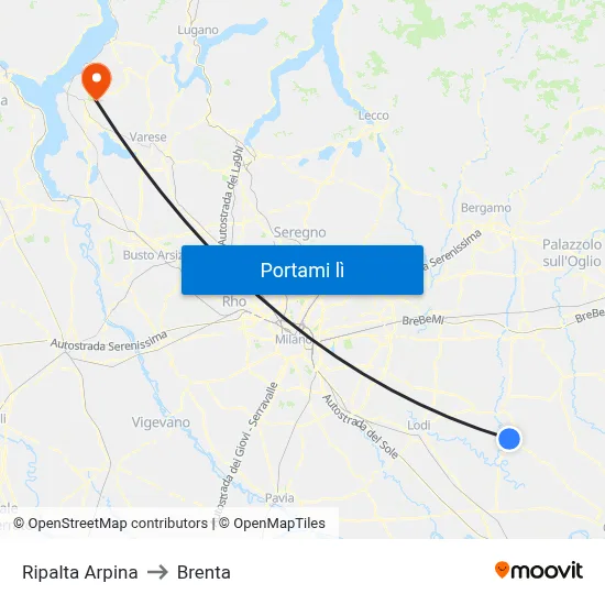 Ripalta Arpina to Brenta map