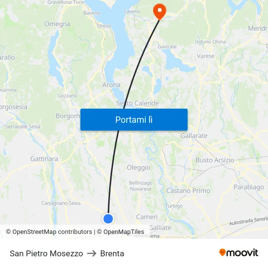 San Pietro Mosezzo to Brenta map