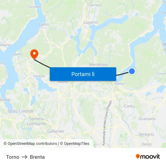 Torno to Brenta map