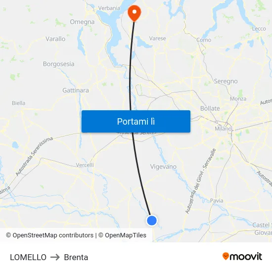 LOMELLO to Brenta map