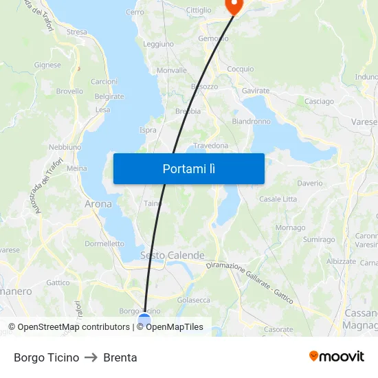 Borgo Ticino to Brenta map
