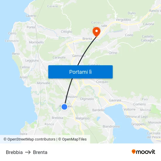 Brebbia to Brenta map