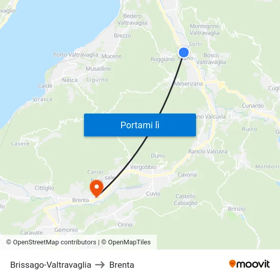 Brissago-Valtravaglia to Brenta map
