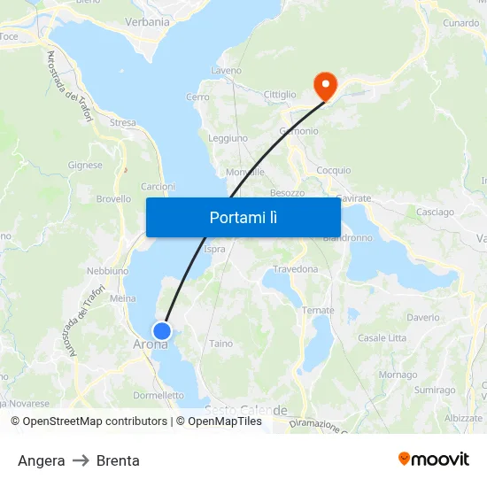 Angera to Brenta map