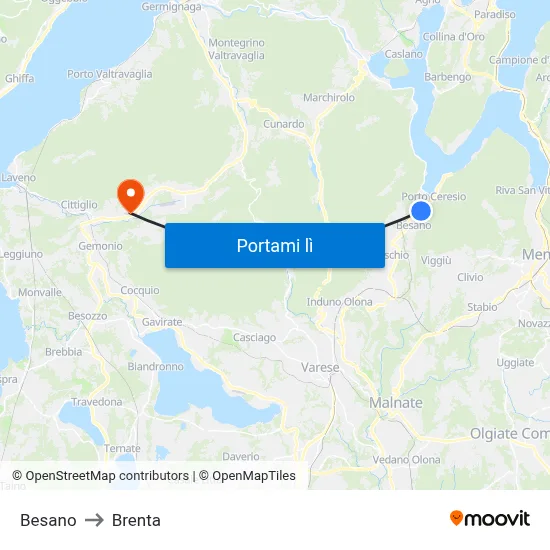 Besano to Brenta map