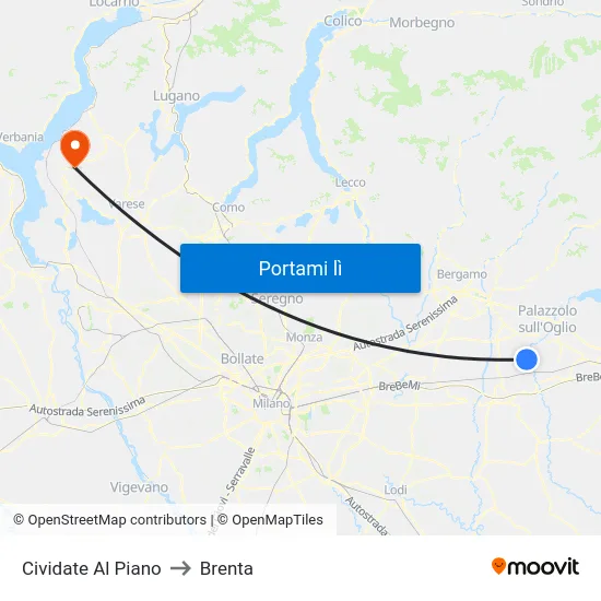 Cividate Al Piano to Brenta map