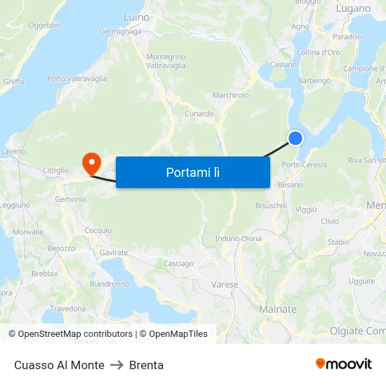 Cuasso Al Monte to Brenta map