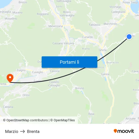 Marzio to Brenta map