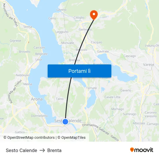 Sesto Calende to Brenta map