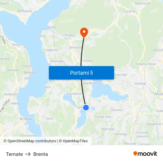 Ternate to Brenta map