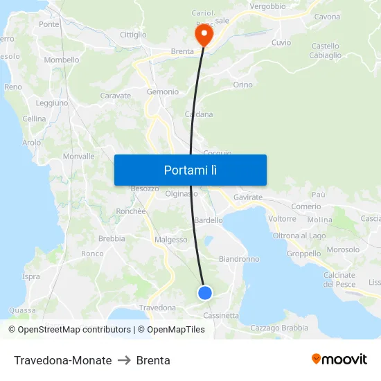 Travedona-Monate to Brenta map
