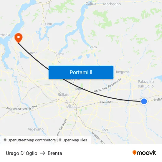 Urago D' Oglio to Brenta map