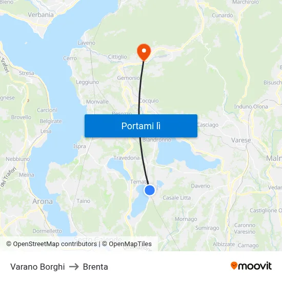 Varano Borghi to Brenta map