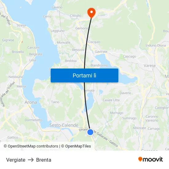 Vergiate to Brenta map