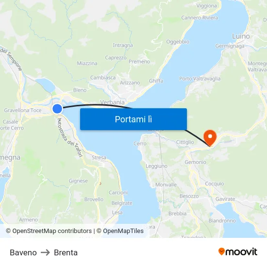 Baveno to Brenta map