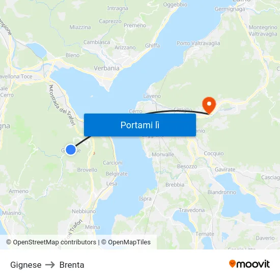 Gignese to Brenta map