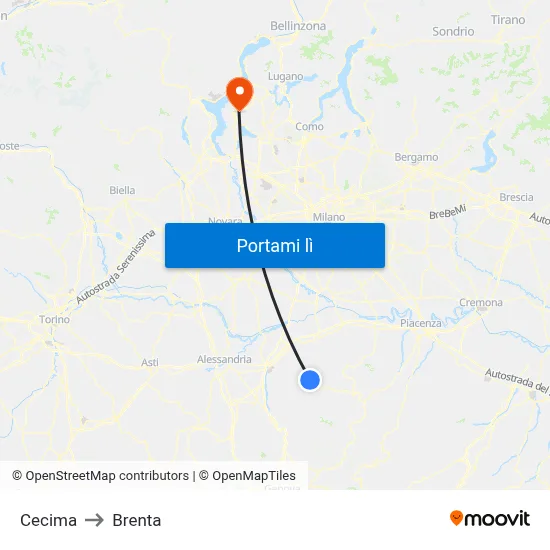 Cecima to Brenta map