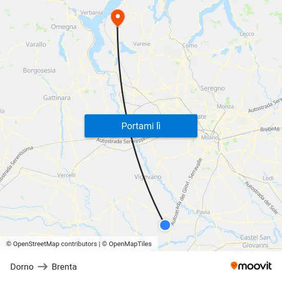 Dorno to Brenta map