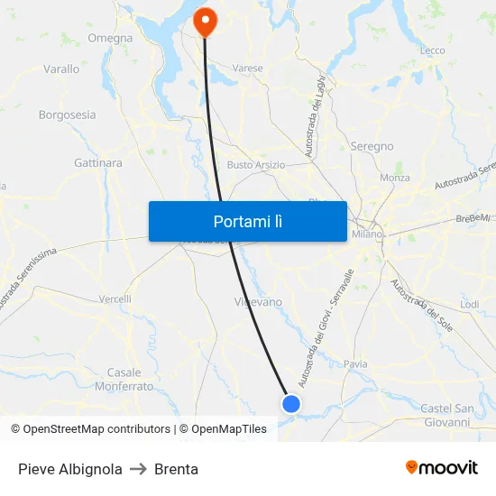 Pieve Albignola to Brenta map