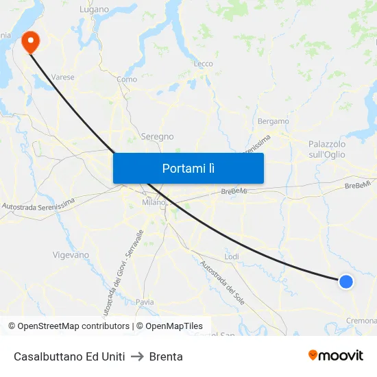 Casalbuttano Ed Uniti to Brenta map