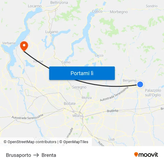 Brusaporto to Brenta map