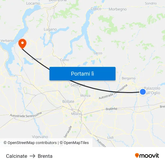 Calcinate to Brenta map