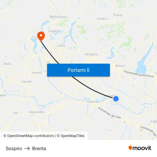 Sospiro to Brenta map