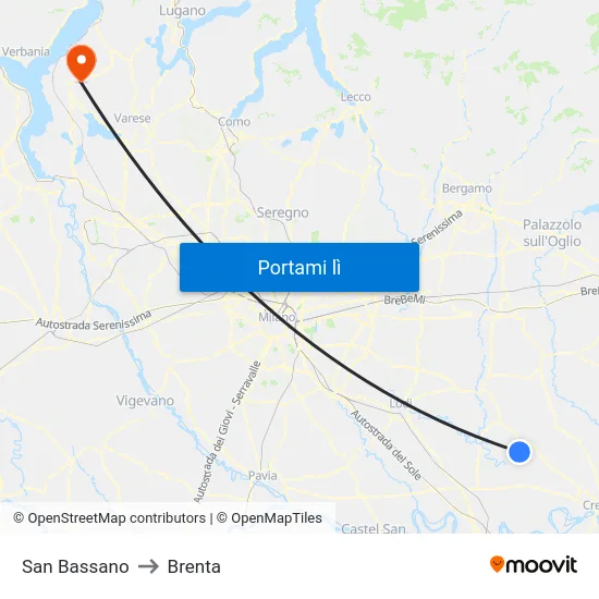 San Bassano to Brenta map