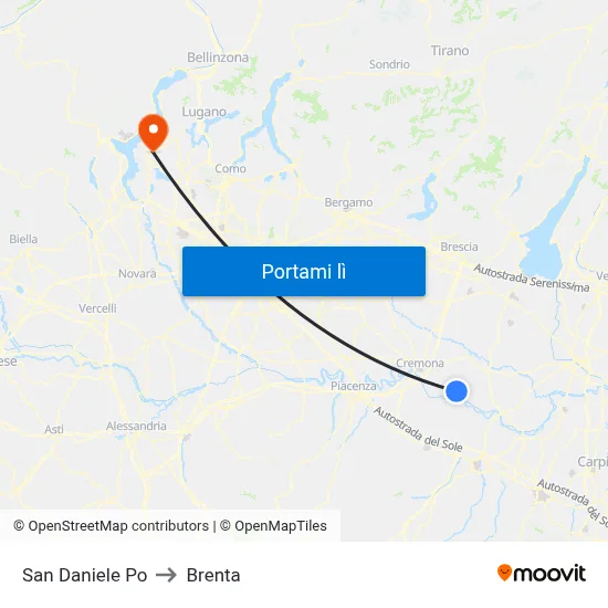 San Daniele Po to Brenta map