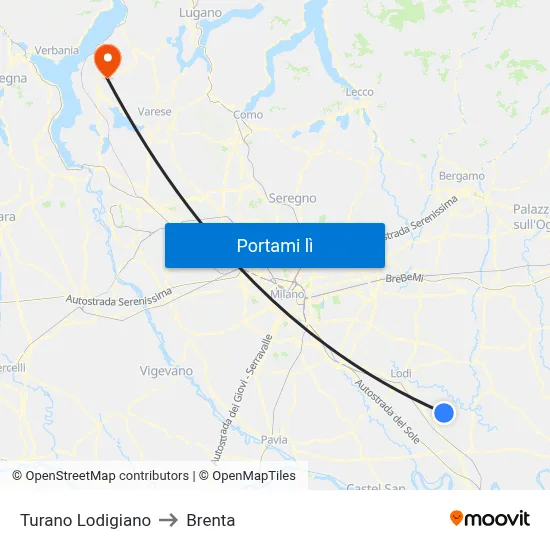 Turano Lodigiano to Brenta map