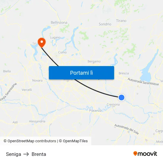 Seniga to Brenta map