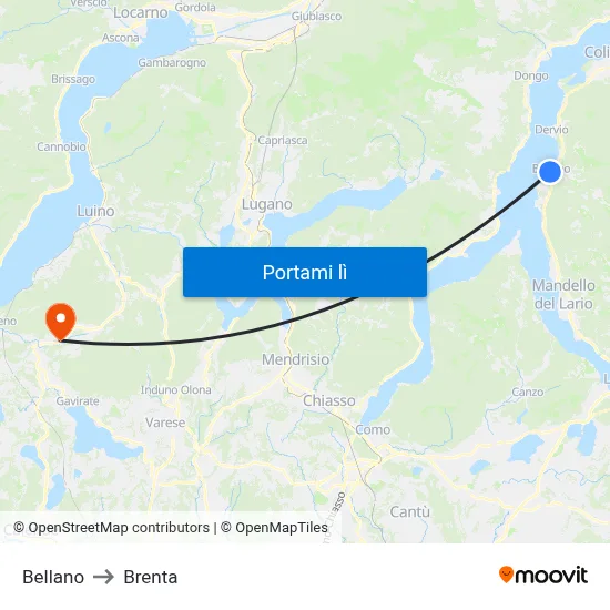 Bellano to Brenta map