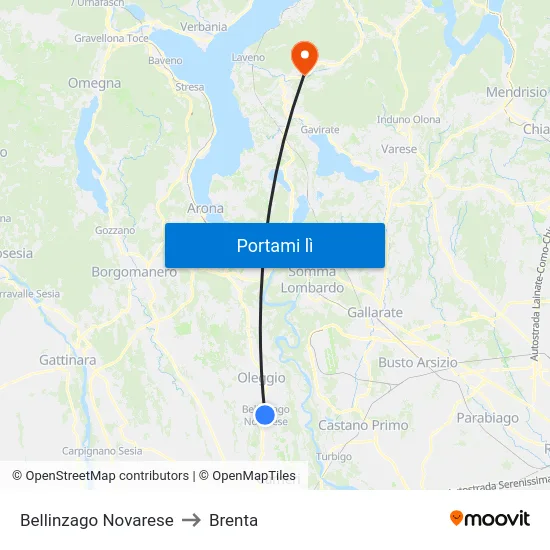 Bellinzago Novarese to Brenta map