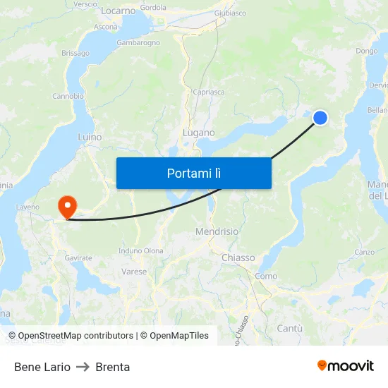 Bene Lario to Brenta map