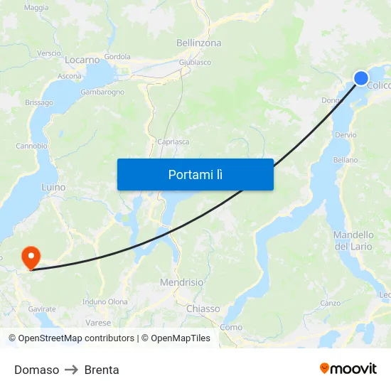 Domaso to Brenta map