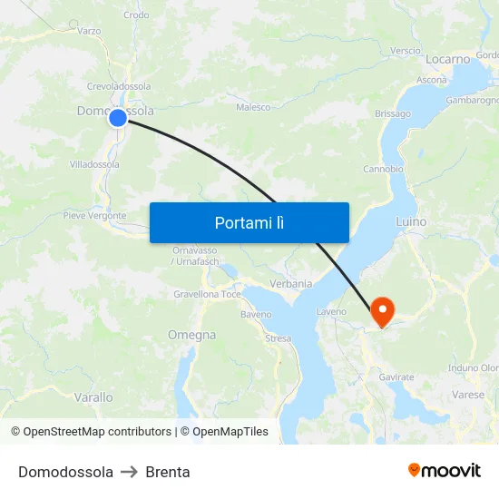 Domodossola to Brenta map