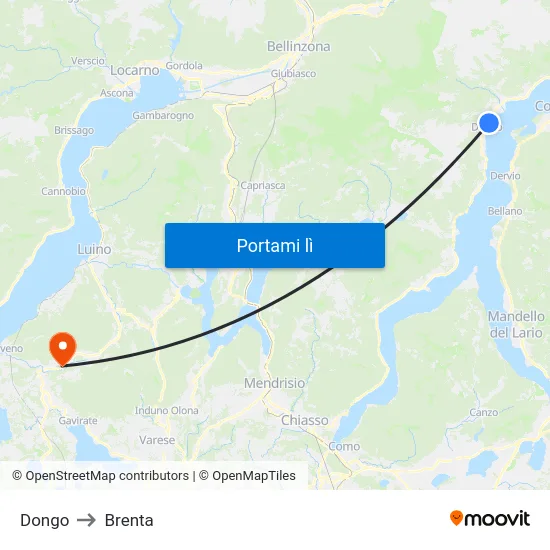 Dongo to Brenta map