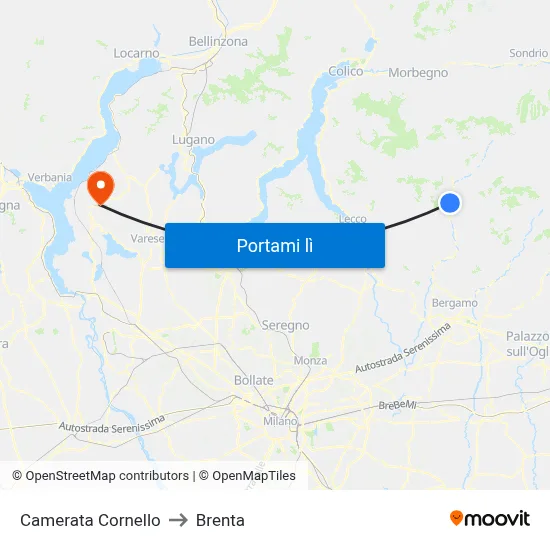 Camerata Cornello to Brenta map