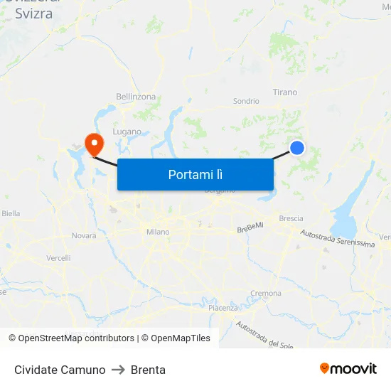 Cividate Camuno to Brenta map